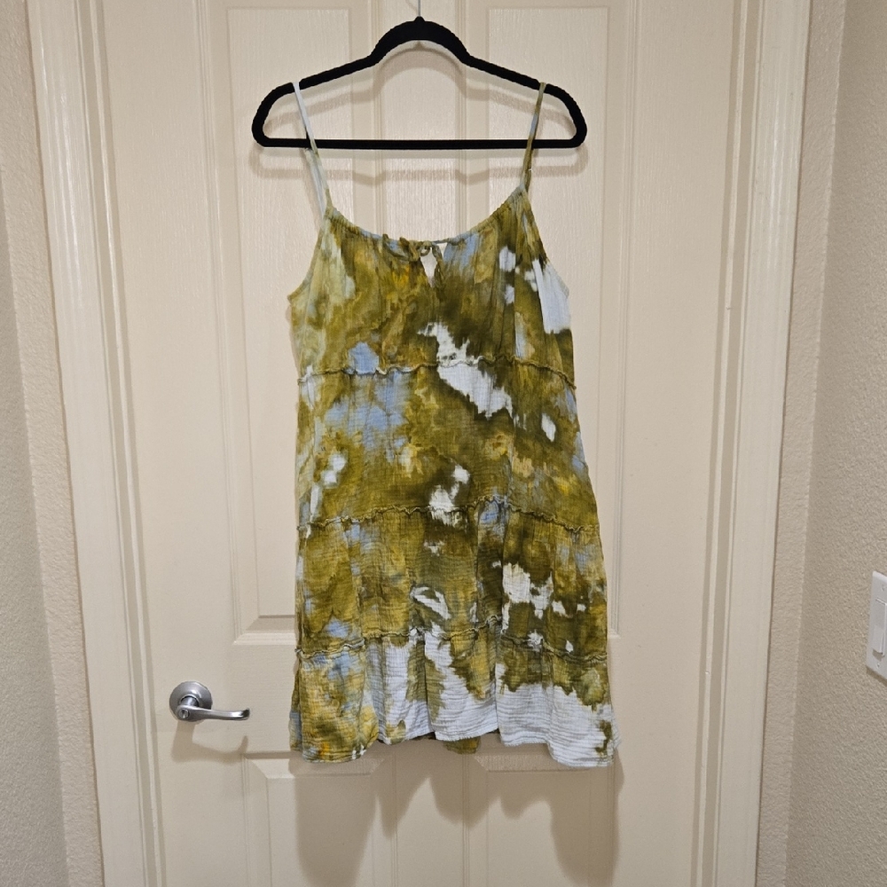 GAP Olive and White Tie-Dye Mini Dress